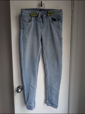 Light Wash Drawstring Jeans - Blue